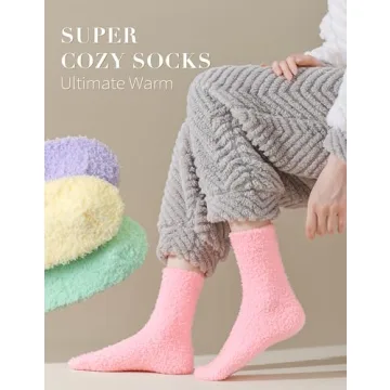 TEHOOK Fuzzy Socks for Women, Warm Soft Fluffy Socks Thick Cozy Plush Sock Winter Christmas Socks for Women Christmas Stocking Stuffers Gifts