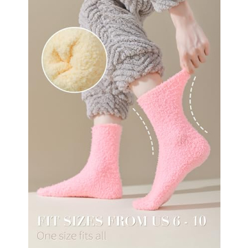 TEHOOK Fuzzy Socks for Women, Warm Soft Fluffy Socks Thick Cozy Plush Sock Winter Christmas Socks for Women Christmas Stocking Stuffers Gifts