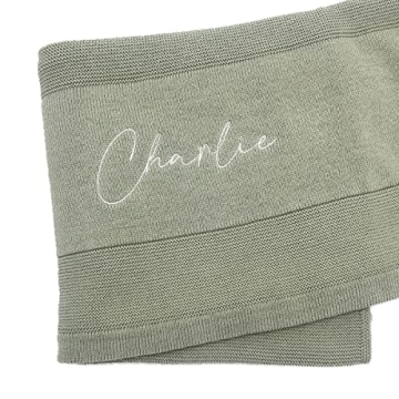 Sage Personalized Name Blanket – Custom 100% Cotton Baby Blanket
