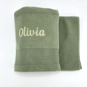 Custom 100% Cotton Baby Blanket with Embroidered Name