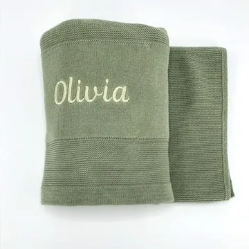 Custom 100% Cotton Baby Blanket with Embroidered Name