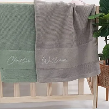 Custom 100% Cotton Baby Blanket with Embroidered Name