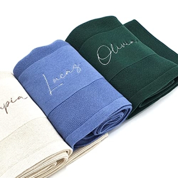 Custom 100% Cotton Baby Blanket with Embroidered Name