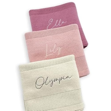Custom 100% Cotton Baby Blanket with Embroidered Name