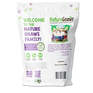 Nature Gnaws Salmon Treats for Dogs - Fish and Sweet Potato Chew Treats - Simple Natural Delicious D...