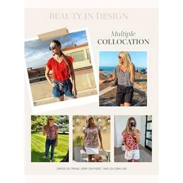 Dokotoo Summer Floral Printed Shirt for Women V Neck Blouse