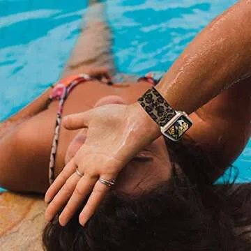 YOSWAN Stretchy Loop Strap Compatible for Apple Watch Band 41mm 40mm 38mm iWatch Series SE/7/6/5/4/3/2/1 Stretch Elastics Wristbelt Double Tour Cheetah (Brown, 38mm/40mm/41mm)