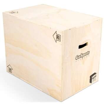 GoSports Fitness Launch Box 3-in-1 Adjustable Height Wood Plyo Jump Box for Exercises of All Skill L...