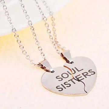 MJartoria Best Friends Split Heart Necklace Set of 2