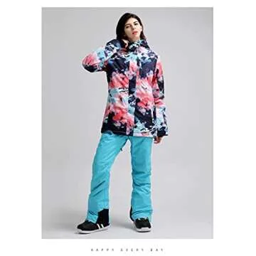 SEARIPE Women's Ski Jacket and Pants Sets Warm Winter Waterproof Windproof Hooded Snowboarding Snowsuit(Pink,M)