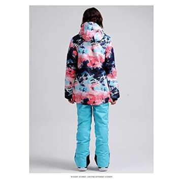 SEARIPE Women's Ski Jacket and Pants Sets Warm Winter Waterproof Windproof Hooded Snowboarding Snowsuit(Pink,M)