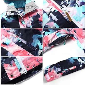 SEARIPE Women's Ski Jacket and Pants Sets Warm Winter Waterproof Windproof Hooded Snowboarding Snowsuit(Pink,M)