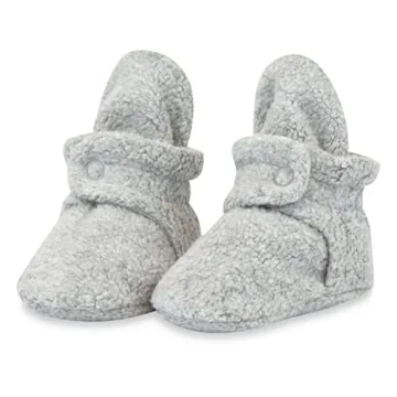 Zutano Unisex Fleece Baby Booties with Organic Cotton Lining - Newborn Essentials in Heather Gray (6...