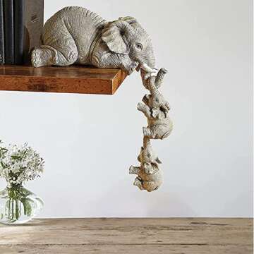 Charming Mother & Baby Elephant Figurines