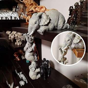 Charming Mother & Baby Elephant Figurines