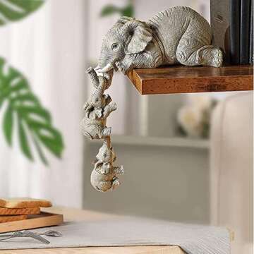 Charming Mother & Baby Elephant Figurines