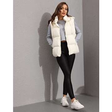 Tanming Black Puffer Vest Women Zip Up Lightweight Sleeveless Winter Outerwear Vests with Hood (Beige-S)