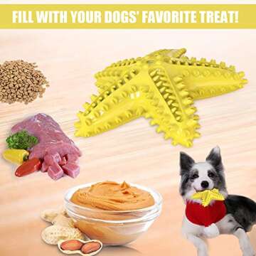 Dog Chew Toy for Medium Small Dogs Teething Puppies，Updated Design 3in1 Starfish Interactive Tooth...