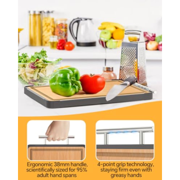 Dual-Sided Stainless Steel Bamboo Cutting Board for Kitchen