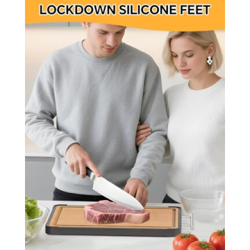 Dual-Sided Stainless Steel Bamboo Cutting Board for Kitchen