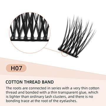 72 Pcs Lash Clusters DIY Eyelash Extension D Curl 12mm Wide Stem Cluster Lashes Individual Lashes Cluster Lashes Wisps Reusable Professional Makeup for Self-application(H-07 D Curl 12mm)