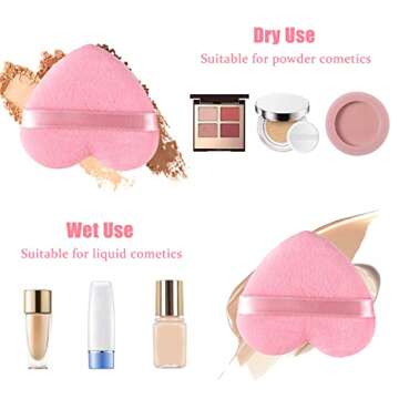 Spunspon 6 Pieces Powder Puff Face Soft Heart Shape Makeup Puff for Loose Powder Mineral Powder Body...