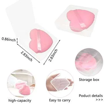 Spunspon 6 Pieces Powder Puff Face Soft Heart Shape Makeup Puff for Loose Powder Mineral Powder Body Powder Velour Cosmetic Foundation Blender Sponge Beauty Makeup Tools,Pink