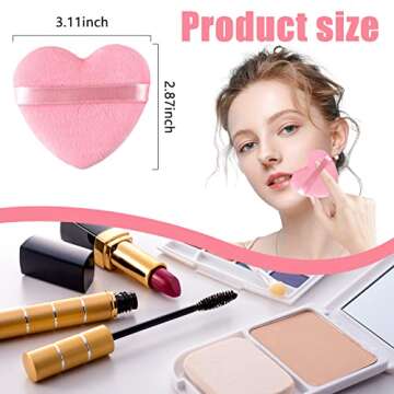 Spunspon 6 Pieces Powder Puff Face Soft Heart Shape Makeup Puff for Loose Powder Mineral Powder Body Powder Velour Cosmetic Foundation Blender Sponge Beauty Makeup Tools,Pink