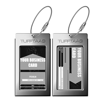 Luggage Tags Business Card Holder by TUFFTAAG - Durable Travel ID Bag Tag in Multiple Color Options,...