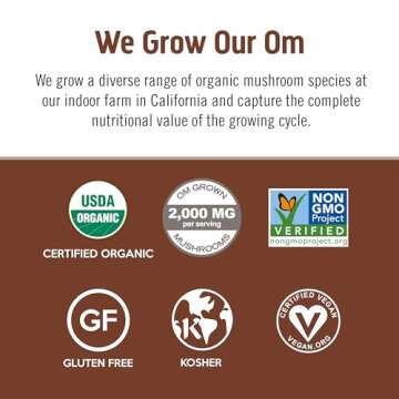 OM MUSHROOM SUPERFOOD Coffee Blend Mushroom Powder, 6.24 Ounce Canister, 30 Servings, Organic Arabica Beans, Lion's Mane, Cordyceps, Turkey Tail, Ginkgo Biloba, Supports Energy and Focus