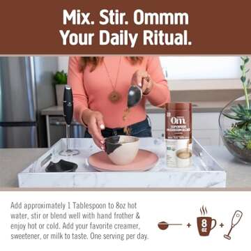 OM MUSHROOM SUPERFOOD Coffee Blend Mushroom Powder, 6.24 Ounce Canister, 30 Servings, Organic Arabica Beans, Lion's Mane, Cordyceps, Turkey Tail, Ginkgo Biloba, Supports Energy and Focus