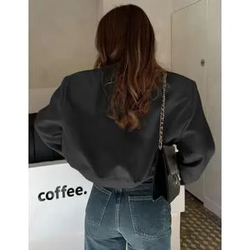 Zeagoo Women Bomber Jacket Casual Button Down Varsity Jackets Shackets With Pockets Outwear