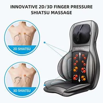COMFIER Shiatsu Neck Back Massager with Heat and Compression, App Control 2D or 3D Deep Tissue Kneading Massage Chair Pad, Chair Massager for Full Body, Ideal Gifts for Father,Grey