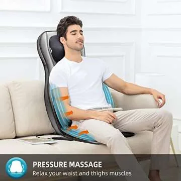 COMFIER Shiatsu Neck Back Massager with Heat and Compression, App Control 2D or 3D Deep Tissue Kneading Massage Chair Pad, Chair Massager for Full Body, Ideal Gifts for Father,Grey