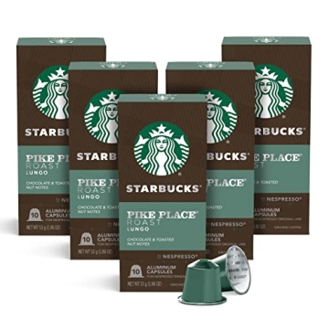 Starbucks by Nespresso Original Line, Pike Place, Medium Roast Coffee, 50-count Espresso Pods