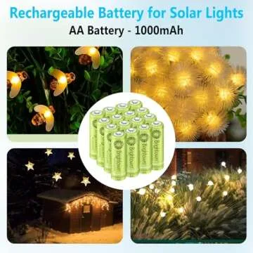 Brightown 12-Pack Rechargeable AA Batteries - 1000mAh 1.2V NiMH High Capacity Batteries - Ideal for Solar Lights & Home Devices, Recharge up to 1000x Times, Pre-Charged