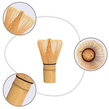 AOTISBAO 100 Prong Matcha Whisk Natural Bamboo Tea Powder Whisk Semi-handmade Chasen for Making and Stirring Matcha Golden Bamboo Matcha Green Tea Whisk Chasen