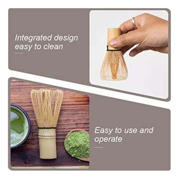 AOTISBAO 100 Prong Matcha Whisk Natural Bamboo Tea Powder Whisk Semi-handmade Chasen for Making and Stirring Matcha Golden Bamboo Matcha Green Tea Whisk Chasen