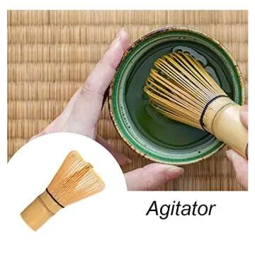 AOTISBAO 100 Prong Matcha Whisk Natural Bamboo Tea Powder Whisk Semi-handmade Chasen for Making and Stirring Matcha Golden Bamboo Matcha Green Tea Whisk Chasen