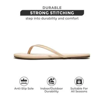 Project Cloud Vegan Leather Flip Flops for Women Footwear - Memory Foam Flats Summer Sandals for Women 2025 - Lightweight Sandals Summer Beach Essentials Slides (Foundations, Beige, 5.5)