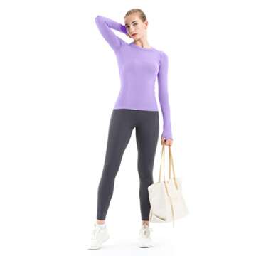 MathCat Seamless Workout Shirts for Women Long Sleeve Yoga Tops Sports Running Shirt Breathable Athletic Top Slim Fit