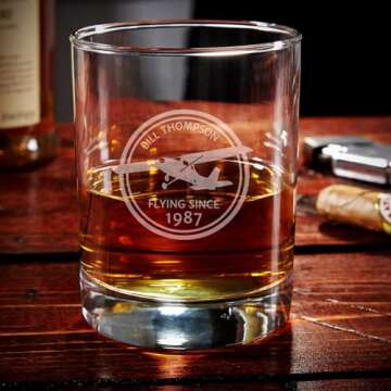 Personalized Pilot Whiskey Glass Set - Unique Gift Idea