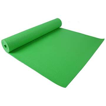 Fitvids All-Purpose 1/4-Inch High Density Anti-Tear Exercise Yoga Mat with Carrying Strap, Green