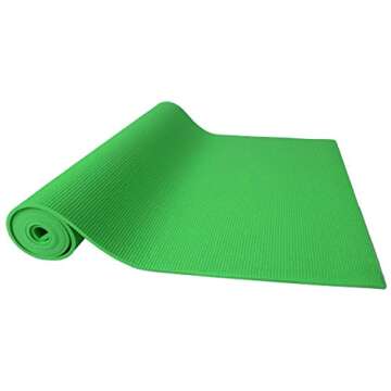Fitvids All-Purpose 1/4-Inch High Density Anti-Tear Exercise Yoga Mat with Carrying Strap, Green