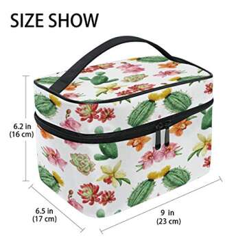 Makeup Bag Cactus Succulent Flower Travel Cosmetic Bags Organizer Train Case Toiletry Make Up Pouch
