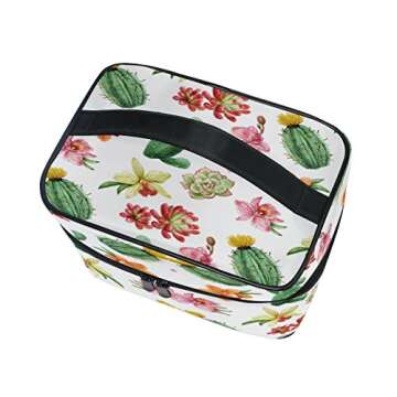 Makeup Bag Cactus Succulent Flower Travel Cosmetic Bags Organizer Train Case Toiletry Make Up Pouch
