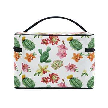 Makeup Bag Cactus Succulent Flower Travel Cosmetic Bags Organizer Train Case Toiletry Make Up Pouch