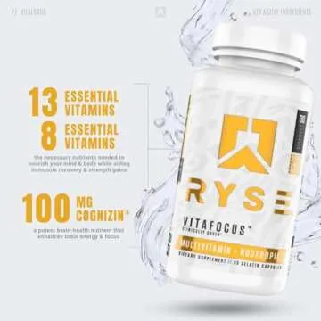 RYSE Core Series VitaFocus | Multivitamin + Nootropic | Total Brain & Body Support | with 13 Essential Vitamins & 8 Essential Minerals | 60 Capsules