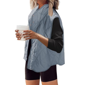 SENSERISE Womens Puffer Vest Quilted Vest Oversized Lightweight Vests Outerwear Padded Jacket Winter...