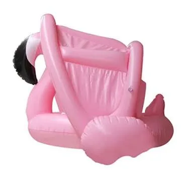 Inflatable Baby Flamingo Float with Canopy for Pool Fun